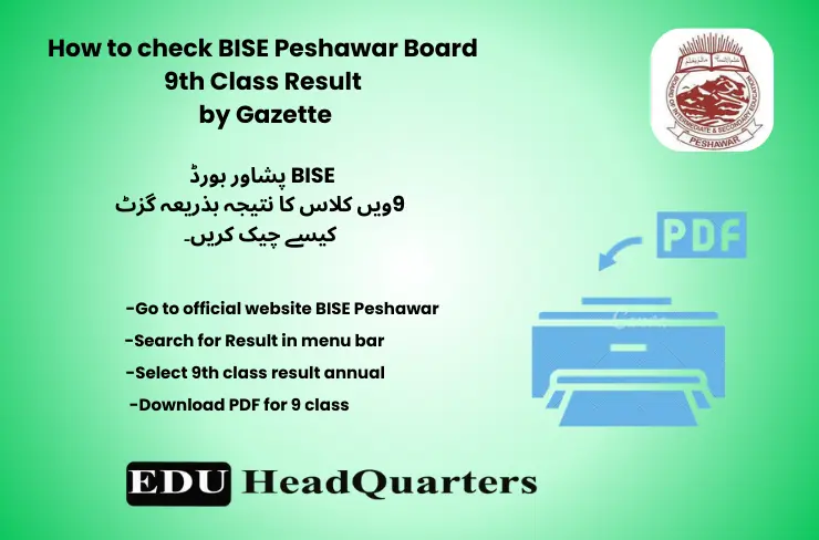 BISE Peshawar Board 9th Class Result 2025 5 How to check BISE Peshawar Board 9th Class Result by Gazette